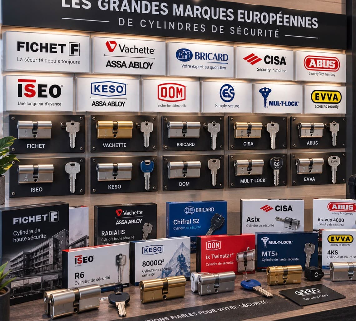 Cylindres de sécurité des grandes marques européennes
